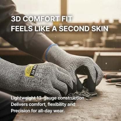 DEX FIT Level 5 Cut Resistant Gloves Cru553, 3D-Comfort Fit, Firm Grip, Thin & Lightweight, Touch-Screen Compatible, Durable, Breathable & Cool, Machine Washable; Red M (8) 1 Pair - color: Red, size: Medium