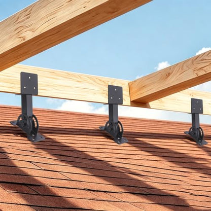 3 Pcs Pergola Roof Riser Bracket Kit Heavy Duty Adjustable for 2x4/2x6 Wood - size: 2x4-3