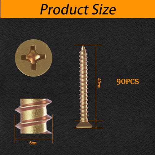 M5×40mm Phillips Countersunk Wood Screws,1022A Color Zinc - size: M5×40mm（90pcs）