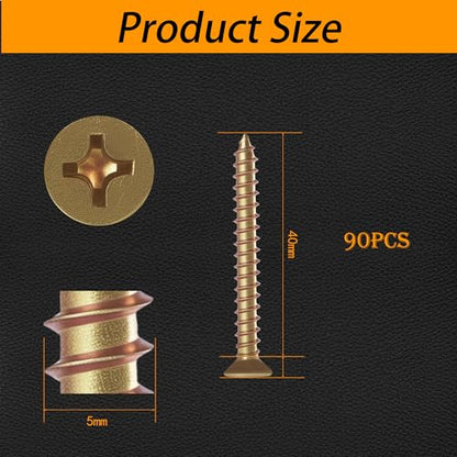 M5×40mm Phillips Countersunk Wood Screws,1022A Color Zinc - size: M5×40mm（90pcs）