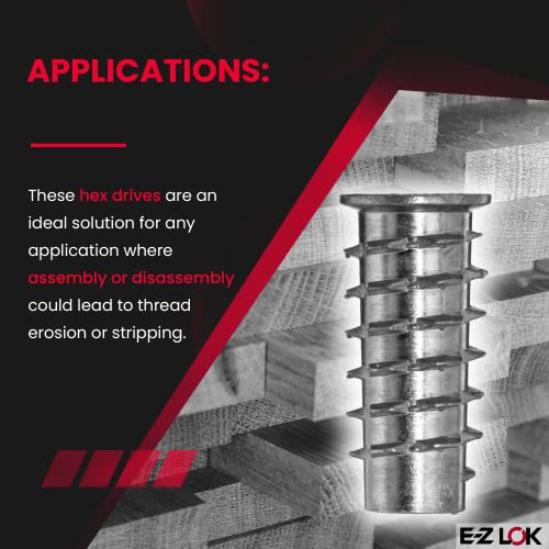 E-Z LOK Thread Insert, Hex Flanged, 0.25-20, 25mm, 50 ct - size: Hex", style: (Pack of 10)
