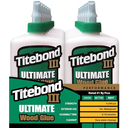 12 Pack Franklin 1413 Titebond III Ultimate Wood Glue - 8-oz Bottle