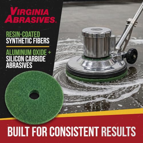 Green Floor Maintenance Pads, Deep Cleaning & Light Stripping, 13" - 5 Pack - size: 13 inches