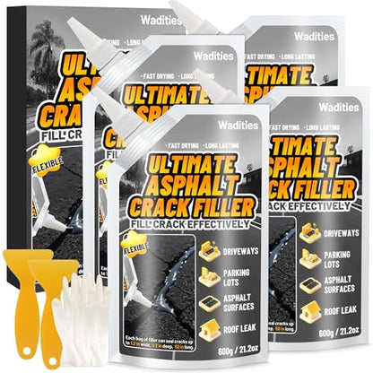 Asphalt Crack Filler, 5.3LB High Elasticity Concrete Crack Repair Sealant - style: 4pcs, 5.3LB