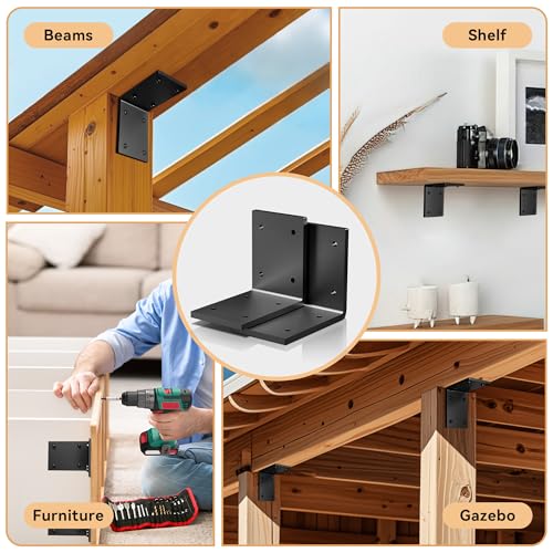 2 Pcs 6x6 Post to Beam Corner Brackets for Wood,Thickness 6mm