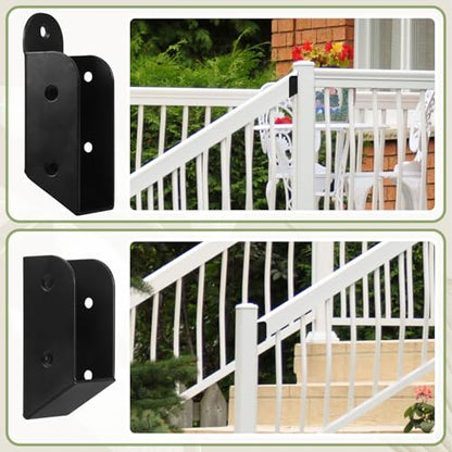2 Pairs 30° Deck Railing Brackets Stair Connectors fits 2 x 4 Railings (Actual 1.5"x3.5"), Carbon Steel Deck Railing 30° Stair Connectors for Stair Railing Handrail Connection