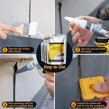 Concrete Crack Filler,5 LB High Elasticity Cement Crack Filler,Self-Leveling Quick-Drying & Waterproof Concrete Caulk,Concrete Repair for Driveway,Walkway,Patio,Joint,Indoor and Outdoor,Grey (80oz) - size: 5LB