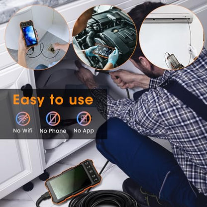 Triple Lens Borescope for Mechanic Automotive HVAC Wall Inspections - size: 5" Triple Lens-16.5FT