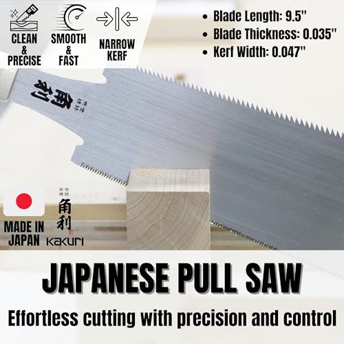 KAKURI Japanese Pull Saw for Woodworking 9.5", Double-Edged Ryoba Saw - size: 9-1/2"