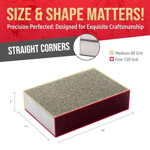 Sanding Sponge Blocks, 4" x 3" x 1", 80 & 120 Grit, Medium/Fine, 32 Pack - size: Small Area, style: Medium/Fine Grit