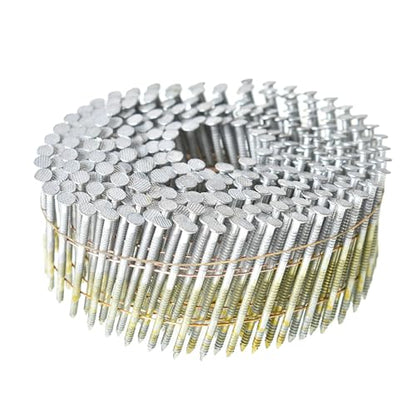 findmall 3600 Count Siding Nails 2-1/4 Inch by .092 Inch 15 Degree Ring Shank Hot-Dipped Galvanized Collated Wire Coil - size: 2-1/4inch