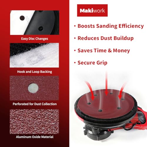 30PCS 9-Inch 6-Hole 40 Grit Hook & Loop Sanding Discs – Heavy-Duty Aluminum Oxide Sandpaper for Drywall Sander, Paint Removal, Wood & Metal Surface Prep - style: 6 Hole