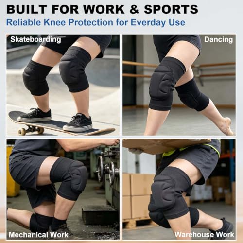 Knee Pads for Gardening Men Women, Thick Foam Kneeling Cushion, Black M - size: Medium