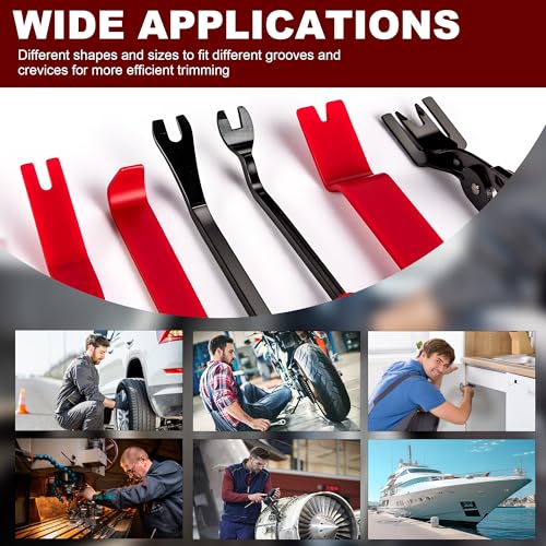 8PCS Auto Trim Removal Tool No Scratch Pry Tool Clip Remover Plier Red - color: red, size: 8 PCS