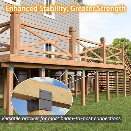 4x4 Post Anchor Connector (2 Pack), Stainless Steel Tie Bracket for 4x4 and 4x6 Wood Posts, Supporting Wood Beams - size: 4×4 - 4×6