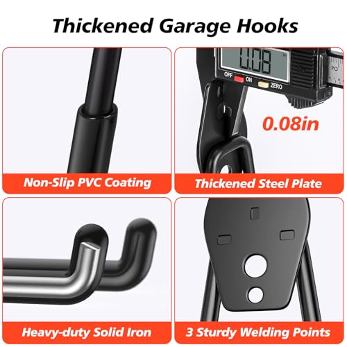 20-Pack Garage Hooks for Storage & Hanging Items, Save Space - color: 20 Pack Black