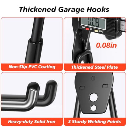 20-Pack Garage Hooks for Storage & Hanging Items, Save Space - color: 20 Pack Black