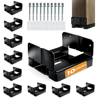 10PCS 6x6 Post Base for Concrete Heavy Duty Black E-Coated - color: Black, size: 6X6