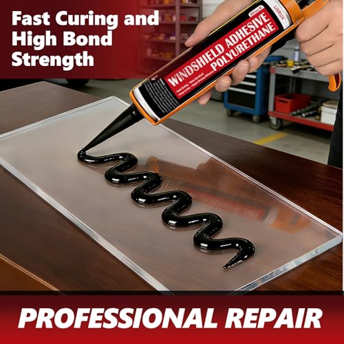 [2 Pack] Polyurethane Windshield Adhesive, Windshield Sealant Black - High Bond Strength, Quick Curing & Weather Resistant Automotive Glass Glue for Vertical & Overhead Application, 310ml - size: 2P