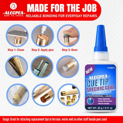 ALECPEA Pool Cue Tip Glue, 20g Thin Billiard Cue Repair Adhesive - color: Pool Cue Tip Glue