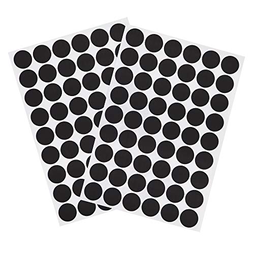 Self-Adhesive Screw Hole Stickers PVC Cover Caps Dustproof for Wooden Furniture Cabinet 21mm 2 Sheets/108 Pcs Black - color: Black