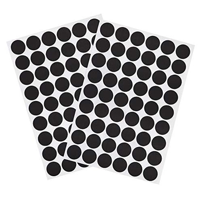 Self-Adhesive Screw Hole Stickers PVC Cover Caps Dustproof for Wooden Furniture Cabinet 21mm 2 Sheets/108 Pcs Black - color: Black