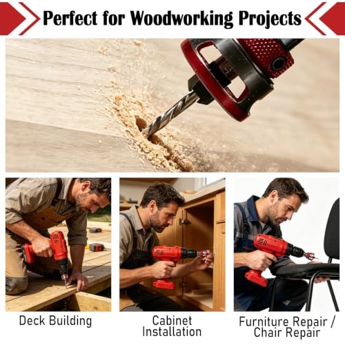 Countersink Drill Bit Set with Adjustable Depth, 4 Sizes for Wood