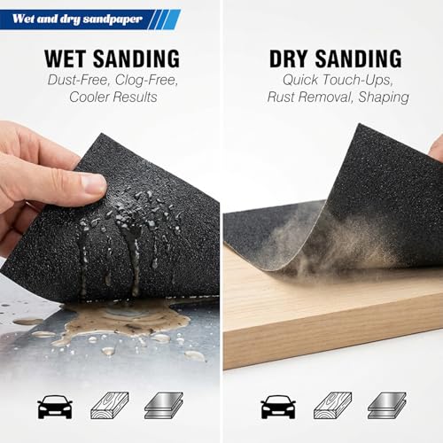 21-Sheets 800 Grit Sandpaper, 9 x 3.6 Inch Wet Dry Sand Paper Assortment Pack, Silicon Carbide Abrasive Sanding Sheets for Automotive Car Paint Metal Wood Furniture Crafts Polishing - size: 9x3.6 inch, style: 800Grit 21 Pcs