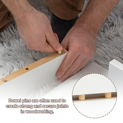 PATIKIL 1/4" x 1-3/8"(6 x 35mm) Wood Dowel Pins, 60 Pack Fluted Wooden Dowel Pin Straight Groove Rods for Furniture Door Art Crafts Projects - size: 1/4" x 1-3/8"