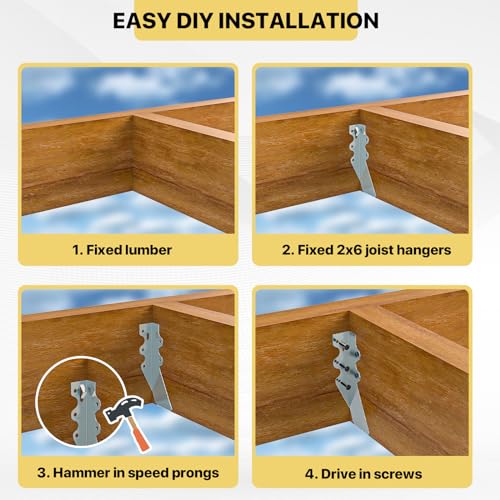 25 pcs 2x6 Joist Hanger,LU26 18 Gauge Double Shear Face Mount Joist Hanger,Hurricane Ties for Rafters Tie Brackets Great for Floor Deck and Ceiling Joists - size: 25Pcs 2x6, style: Silver