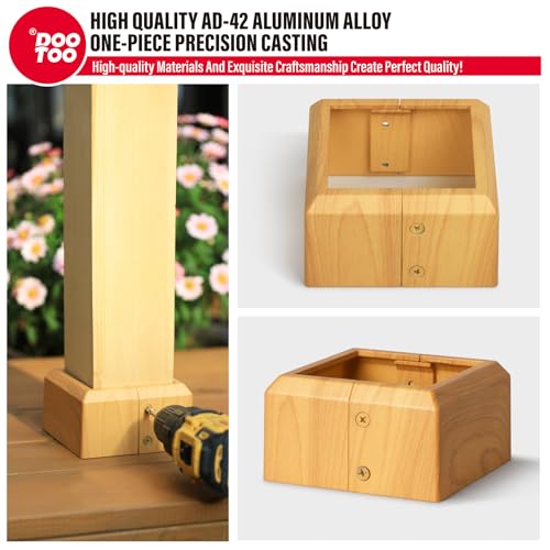 Deck Post Base Covers, Aluminum Post Cover 4"x4"(Actual 3.5"x3.5"), Split Post Base Trim Skirt for Deck railings, Patios (Southern Pine Wood Grain-4pcs) - color: Southern Pine, size: 3.5in