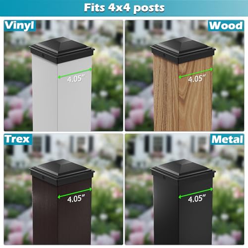 SIEDiNLAR 4x4 Post Caps Black 6 Pack, Fence Post Covers Outdoor Waterproof - color: Black, size: 4x4in, 6 Pack