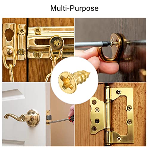 uxcell Brass Wood Screws, M2.5x6mm Phillips Flat Head Self Tapping Connector for Door Hinges, Wooden Furniture, Home Appliances 50Pcs - size: M2.5x6mm
