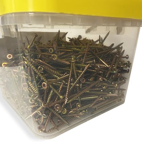 #9 x 3 Wood Construction Screws – Zinc Yellow Coated, Self-Drilling Point, Bugle Head, Torx Drive – Heavy-Duty Framing & Carpentry Screws – 1000 Count - size: #9 x 3" (1000 pcs)