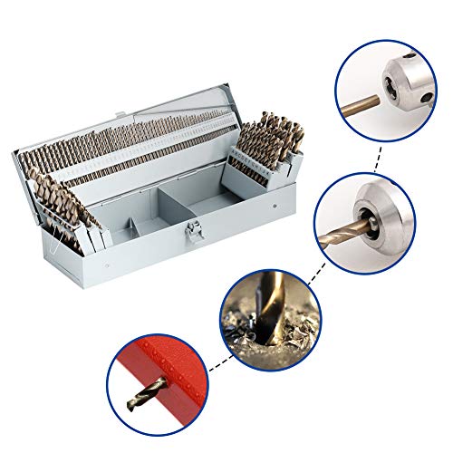 COMOWARE 115Pcs M35 Cobalt Drill Bit Set - 5% Cobalt HSS Metal Bits for Hardened Steel/Stainless/Cast Iron/Wood/Plastic, Titanium Coated 1/16"-1/2" with Metal Indexed Case (Professional Grade)