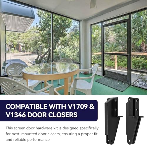 2 Pack N349-324 Screen Door Jamb Bracket for Door Closer Plastic Hardware Replacement Post Jamb Bracket for Screen/Storm Door Closer Bracket Repair Kit for Use with V1709 & V1346 Door Closers Black