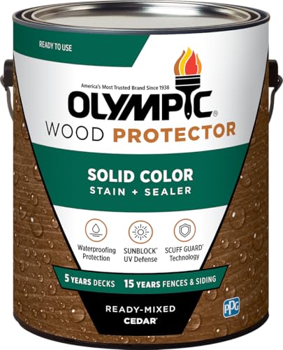 Olympic Wood Protector 1 gal. Cedar Solid Exterior Stain Plus Sealer in One - color: Cedar