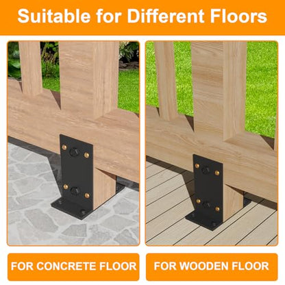 Adjustable 6x6 Post Base, Heavy-Duty Detachable Post Bracket (2 pc) - size: 6x6