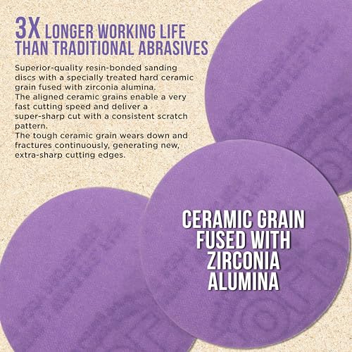 Dura-Gold Premium 800 Grit 3" Purple Film Ceramic Sanding Discs, Box of 30 - style: 800 Grit