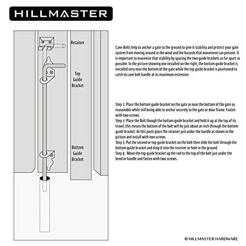 HILLMASTER 12" Heavy Duty Cane Bolt Gate Drop Rod for Wood Fence, Steel Drop Bolts Cane Bolt Hardware for Wooden Gater and Holding Doors, Black Finish,2 Pack - size: 2Pack 12in