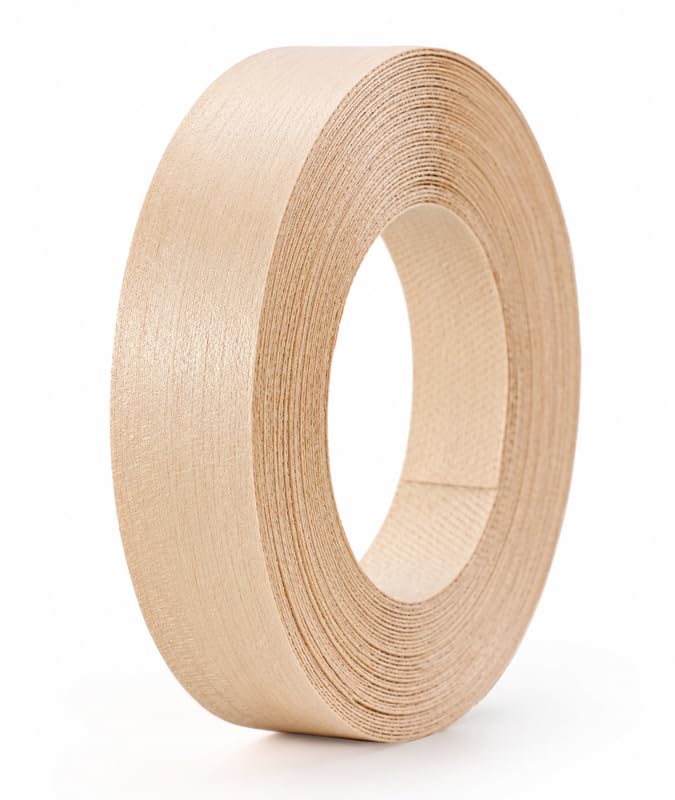 Maple Edge Banding 1-1/4" x 100 Ft Preglued Iron on Wood Veneer Tape, Light Maple Iron-On Veneer Edging, Flexible Hot Melt Plywood Band Roll for Cabinet and Closet Repair - color: Maple, size: 1-1/4 inch X 100 ft