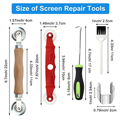 Window Screen Repair Kit Mesh Screen Spline Roller Repair Tools Kit with Screen Installer Clips, Metal and Plastic Spline Fixing Tool Kit for Window Screen1