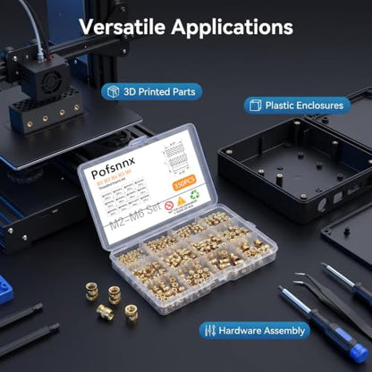 350Pcs Threaded Inserts, M2-M6 Heat Set Inserts for 3D Printing - size: M2-M6 Set（350pcs）