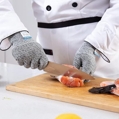 Dowellife 12 Pairs Cut Resistant Gloves Food Grade Level 5 Protection, Safety Kitchen Cuts Gloves for Mandolin Slicing, Fish Fillet, Oyster Shucking, Meat Cutting and Wood Carving (Black Gray, Medium) - size: Medium (Pack of 12)
