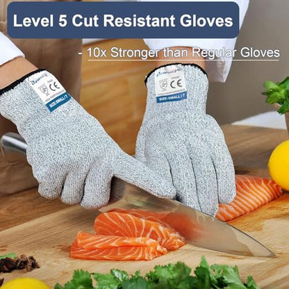 Dowellife Cut Resistant Gloves Food Grade Level 5 Protection, Safety Kitchen Cuts Gloves for Oyster Shucking, Fish Fillet Processing, Mandolin Slicing, Meat Cutting and Wood Carving. (Small-12 Pairs) - size: Small (Pack of 12), style: Original