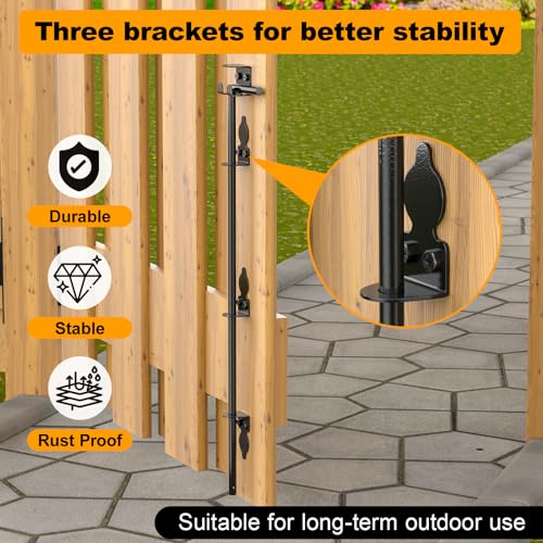 24" Cane Bolt Drop Rod for Gate, Heavy Duty Gate Latch 1 Pack - color: 24"-Black, size: 1 Pack