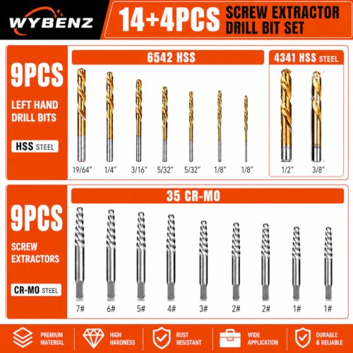 18Pcs Screw Extractor and Left Hand Drill Bits Set, Easy Out Bolt Extractor - size: 18Pcs