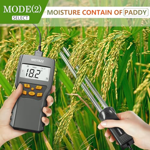 Grain Moisture Meter Precise & Fast Measurements Grain Moisture Tester with Probe, Moisture Meter Probe for Mazie, Wheat, Corn, Paddy and Rice