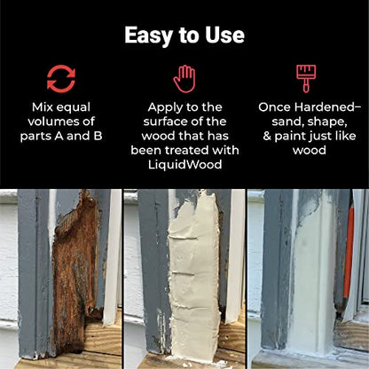 Abatron WoodEpox Kit - 2 Pint - 2-Part Structural Epoxy Adhesive Filler - Wood Filler Putty - size: 32 fluid ounce