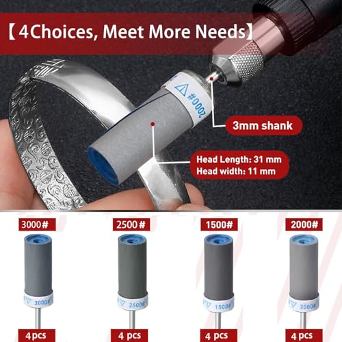 Sanding Drum Sanding Sticks for Dremel Rotary Tool,16PCS 1/8" Shank - style: 1500 2000 2500 3000 Grit